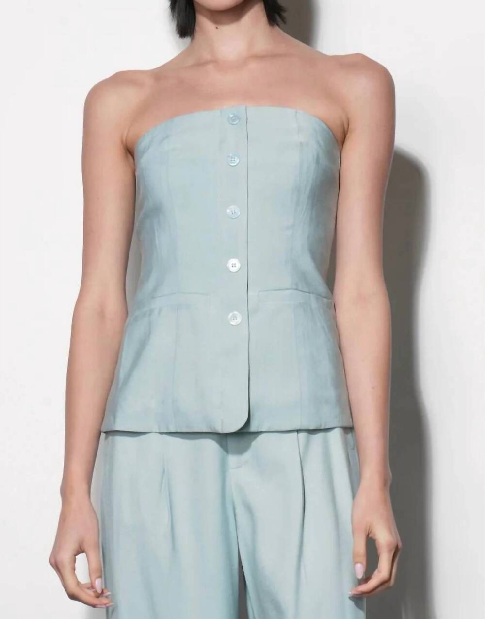 NEW GREYLIN yuri strapless vest top in sky blue